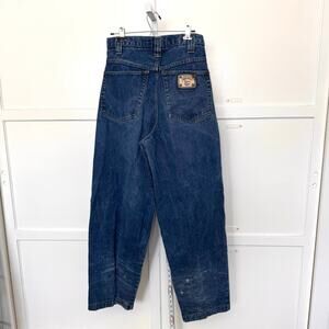 Vtg 90s Karl Kani Denim Blue Jeans Sz 32 fits 30 Metal Plate